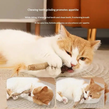 Cat Toys Made Of Wood Knotweed Teething Sticks Insect Galls Raffia Sisal Rope Teeth Cleaning Toys Cat Teasing Sticks