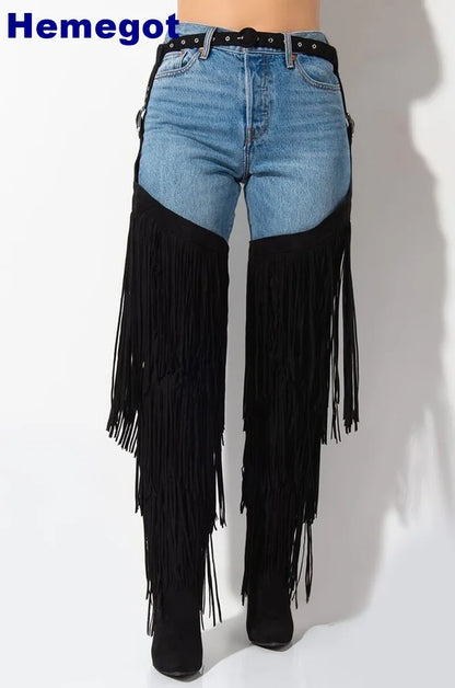 2025 Fashion Ladies Over Knee Belt Tassel Boots Autumn Winter Stiletto Stage Catwalk Model Boots Snake Pattern Street Sexy Boots