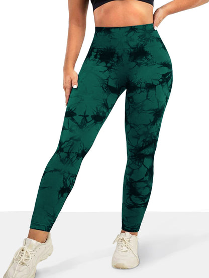 Women's Tie dye Seamless High-Waisted Yoga Pants Tummy Control Belly Band Pants Comfortable Stretchy Leggings for Women
