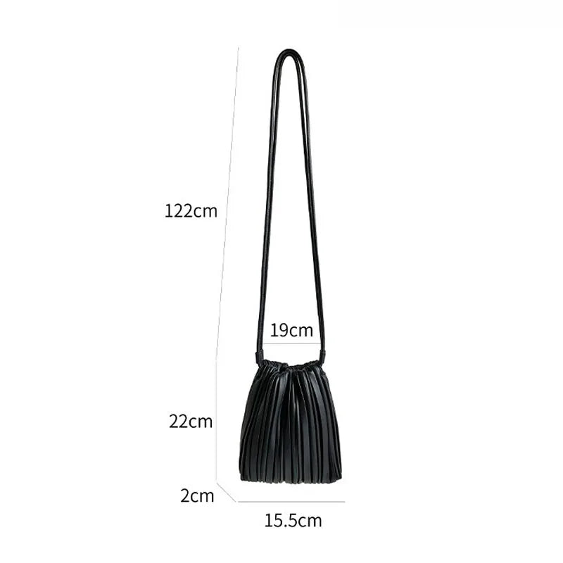 PU Leather Small Square Crossbody Bags for Women 2026 New Fashion Pleated Versatile Phone Shoulder Bag Korean Luxury Handbags