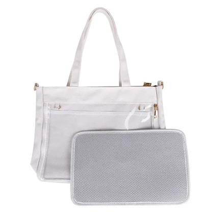 Big Ita Bag Black with Insert Japanese Cute Clear Women Double Straps Girls Kawaii Transparent Shoulder Bag Purses and Handbags