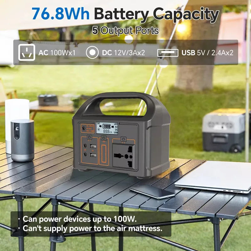 Portable Solar Power Station 500W 460Wh 300W, LiFePO4 Battery 220V EU Outdoor, BMS Storage System, Power Bank and UPS Function