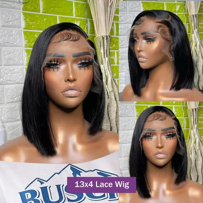 2026 new Front Human Hair Bone Straight Wigs Cheap Short Bob Wig Brazilian Preplucked Lace Frontal Wigs 100% Human Hair