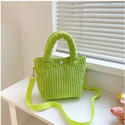 Fashion Corduroy Women's Bag 2023 Trend New Handbags Niche Versatile Bucket Shoulder Bags Female Nylon Button Crossbody Bags