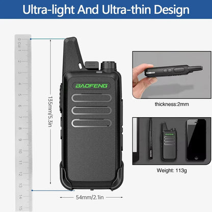 2 STUKS Mini Walkie Talkie BF-T20 Portable Two Way Radio Opladen USB VOX Voor UHF 400-470MHZ Lange Afstand Communicatie Radio Up