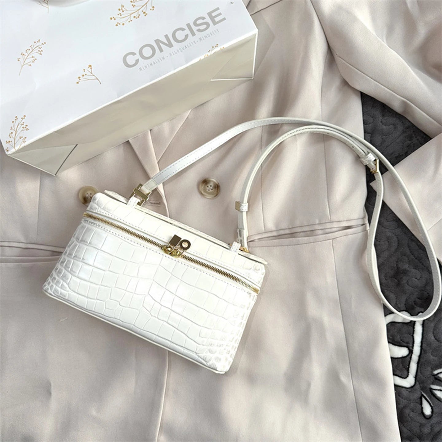 Shoulder Bag Handbag women Luxury Women's Crocodile Embossed Mobile Phone Handbag Brand New LP19 Genuine Leather Mini Small size