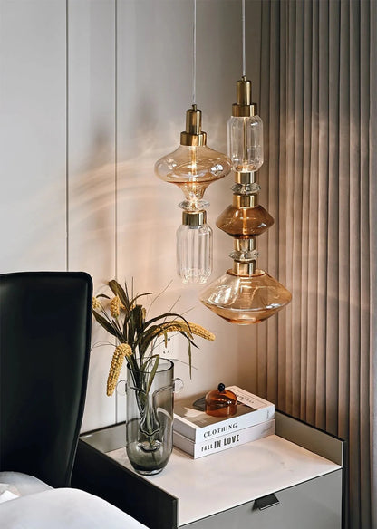 Creative Design Trendy Modern Glass Lamp Modern Home Decor Living Room Pendant Lights LED Foyer Hanging Lamp Long Table Lustre