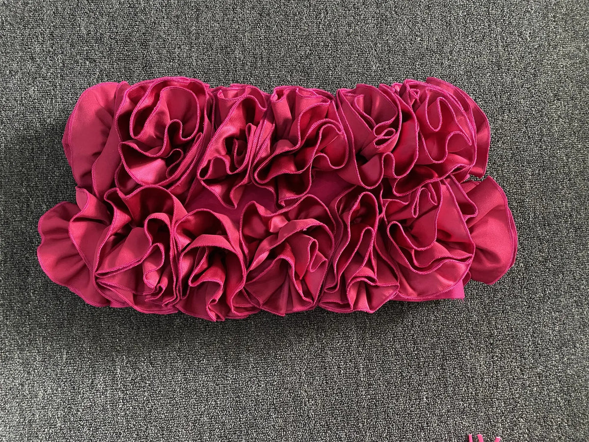 2025 New Hot Pink Bandage Skirt Sets Women Sexy Halter Bodycon Top And Flowers Mini Skirt Two Piece Sets Evening Party Outfit