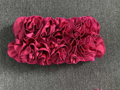 2025 New Hot Pink Bandage Skirt Sets Women Sexy Halter Bodycon Top And Flowers Mini Skirt Two Piece Sets Evening Party Outfit