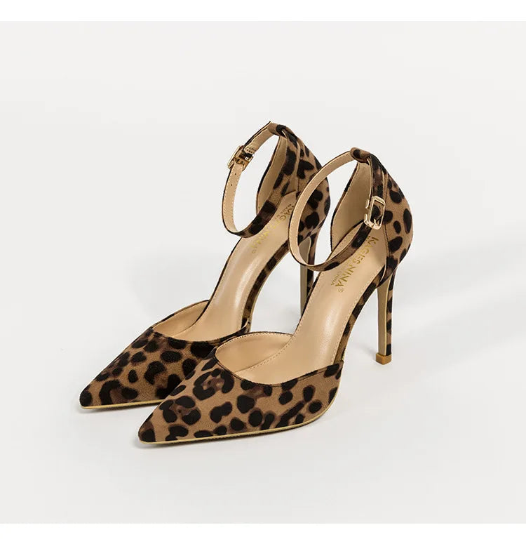 Autumn Sexy Leopard Women Sandals Office Pumps 6cm 8cm 10cm Elegant Office  High Heels Women Pointed Toe Luxury Female Shoes
