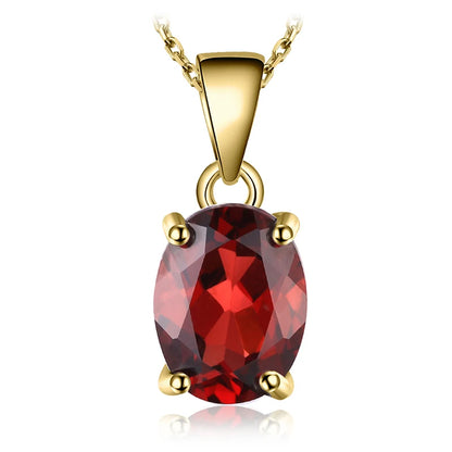 JewelryPalace Natural Garnet Amethyst Citrine Peridot Blue Topaz 925 Sterling Silver Pendant Necklace Gemstone Jewelry No Chain