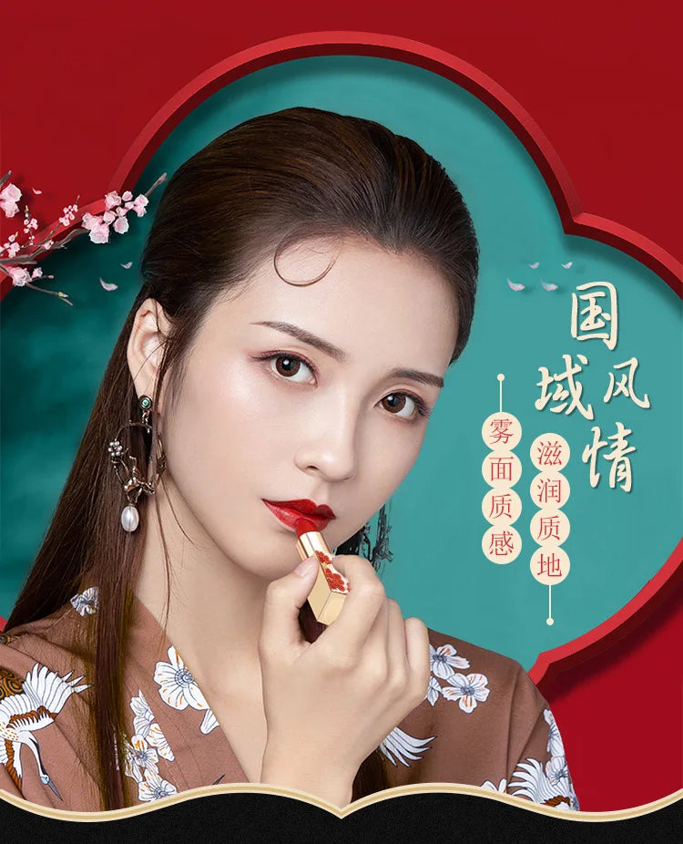 6pcs/set Chinese Style Lipstick Gift Set Box Lasting Moisturizing Nourishing Red Lip stick Cosmetics Women Beauty Makeup Set