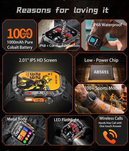 New Custom Co branded Men Transformers Smart Watch Outdoor 100mAh Battery GPS Flashlight BT Call Waterproof Sports Smartwatches