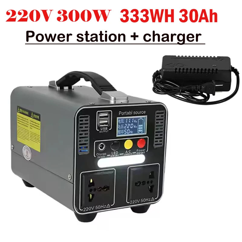 300W Portable Power Station 220V 166.5wh/333wh Outdoor Solar Generator Household Portable Stall Camping Emergency Power Supply
