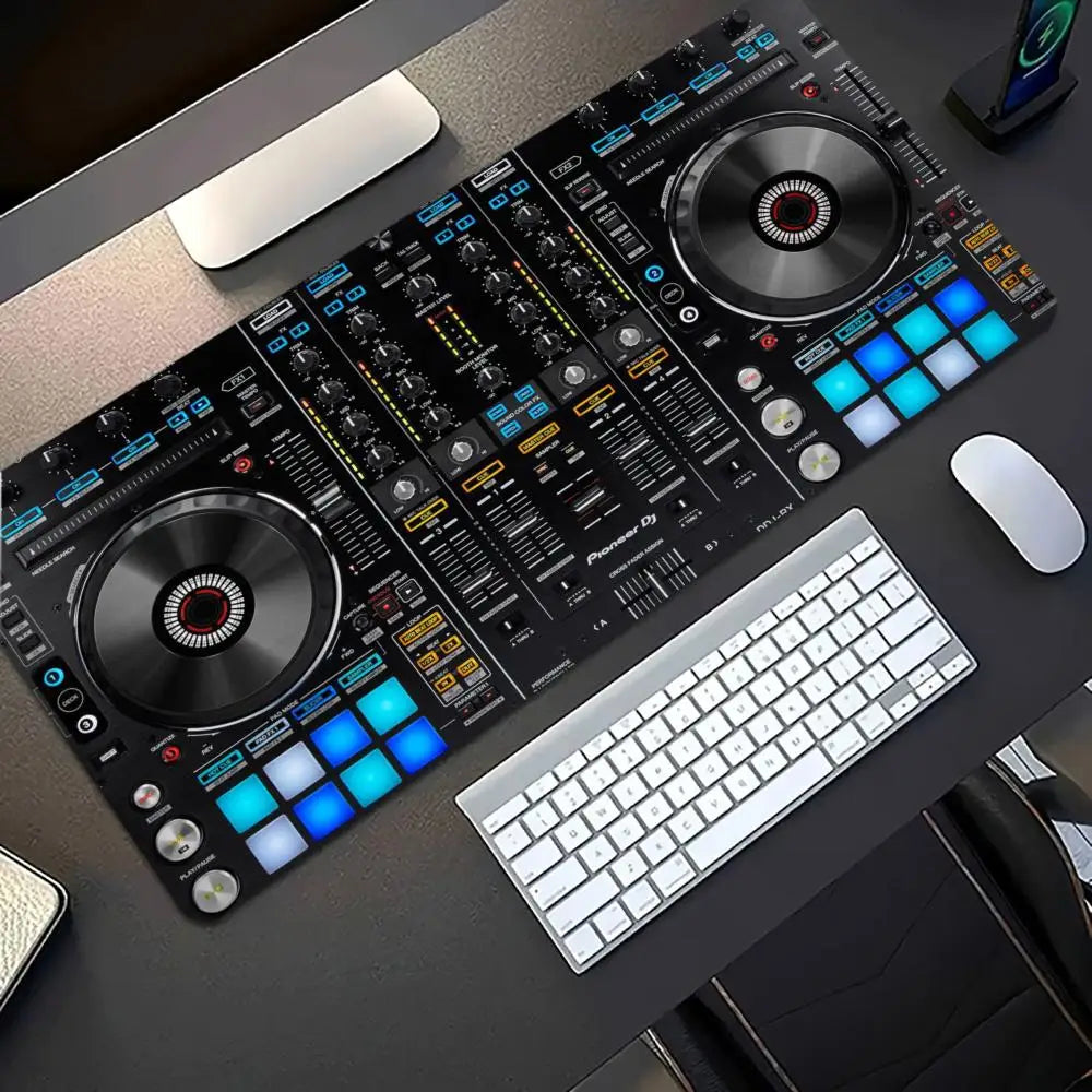 Mousepad DJ Controller Turntable Print Anti Slip Rubber Desk Mat Stitched Edge Keyboard Pad For PC Laptop Gamers Table Decor