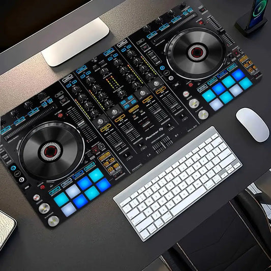 Mousepad DJ Controller Turntable Print Anti Slip Rubber Desk Mat Stitched Edge Keyboard Pad For PC Laptop Gamers Table Decor
