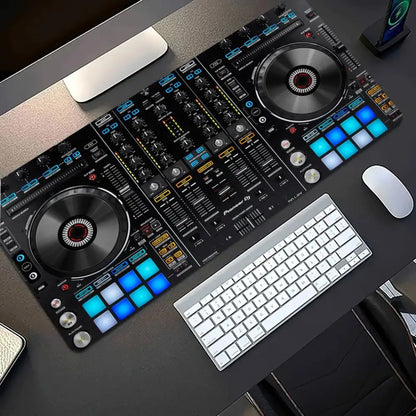 Mousepad DJ Controller Turntable Print Anti Slip Rubber Desk Mat Stitched Edge Keyboard Pad For PC Laptop Gamers Table Decor