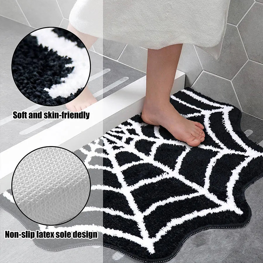 Halloween Bath Mat Gothic Bedroom Carpet Spider Web Floor Bathroom Home Decor Decoration Kitchen Living Rugs Room Rug Mats