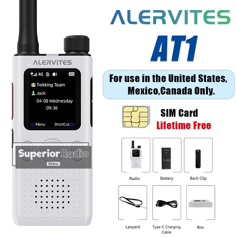 1/2/3PCS ALERVITES PoC AT1 Global Walkie Talkie Baofeng Radio 4G LTE Unlimited Distance US/EU Version OLA APP USB-C Ultra-light