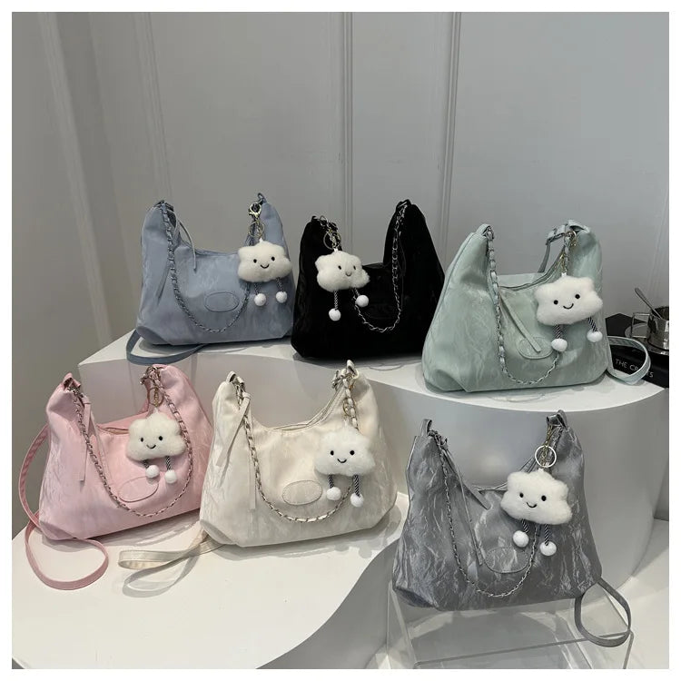 New Summer Chain Commuting Bag, Casual Student Soft Face Large Capacity Bag for Women, Fashion Single Shoulder Crossbody Bags