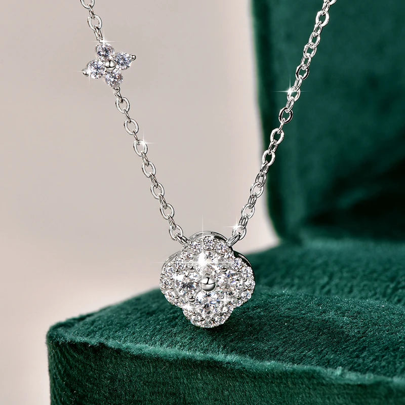 Rrjzz GRA Certified D-Color VVS1 Moissanite Pendant Necklace Lab Created Imitation Diamond for Women Charm Necklace Jewelry Gift