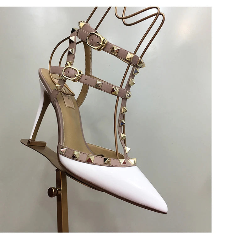 Nude Black Woman heeled sandals Summer Slingbacks High Heels luxury Leather Fashion Brand Designed sandals elegant Prom Shoes