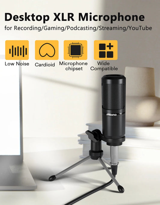 MAONO PM360TR Condenser Microphone Podcast Microphone 3.5mm Mic for Computer, Laptop, Phone, Sound Card, YouTube, Gaming, Record