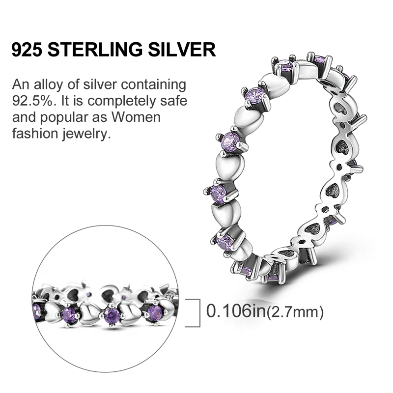 Original 925 Sterling Silver Ring Colorful Diamonds Cubic Zircon Finger Ring For Women Jewelry Wedding Engagement Birthday Gift
