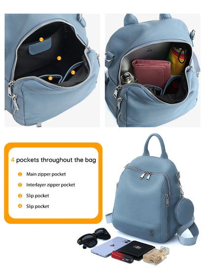 Zency Women's Genuine Leather Backpack High-Quality School Bag Travel Female Shopper Shoulder Satchel Rucksack Commuter