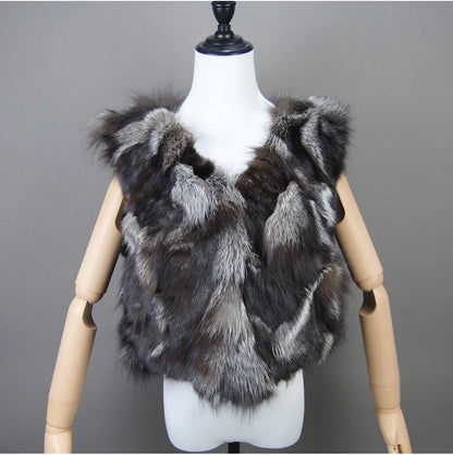 2024 Fox Fur Gilet Real Fur Short Women Natural Winter Feminino Genuine Fur Vest Female Real Short Fur Vest Colete De Inverno