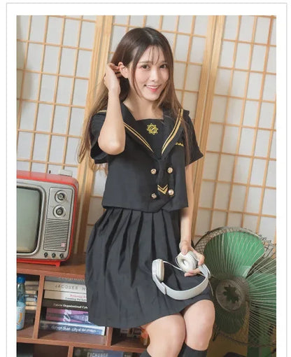 Spring Autumn Long Sleeve Japanese JK Sets School Uniforms Girls Musketeers High School Women Novelty Pleated Skirt Sailor Suits