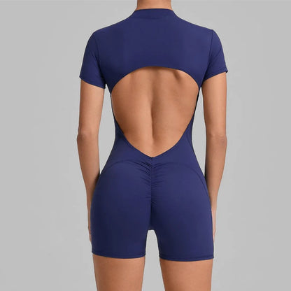 2026 Pad Zipper Long Sleeve Yoga Set Women One Piece Jumpsuit Gym Workout Shorts Fitness Bodysuit Sports Athletic Suit XP358