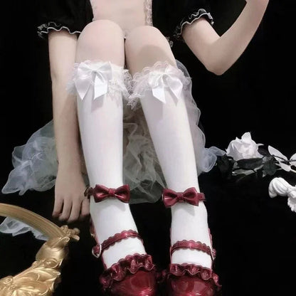 Lolita Lace JK Stockings Bow Knot Lolita Socks Female Long Lolita Soft Sister Jk Uniform Knee Socks Student Cute JK Socks