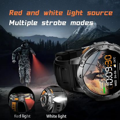 TANK Ultra Outdoor Smartwatch 1400mAh Battery Military Watches Waterproof Two-color Tactical LED Flashlight Men Sports Bracelet