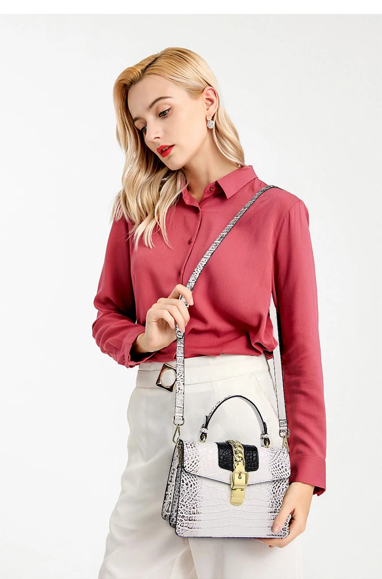 Luxury Fashion Brand Women's Handbags Genuine Leather Shoulder Crossbody Bag Crocodile Small Hard Square Portable Messenger Bags
