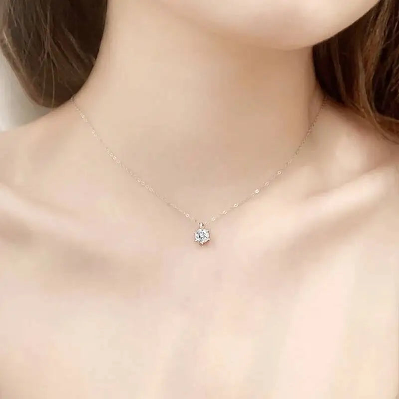 SG 1ct VVS1 D Color Moissanite Necklace 925 Soild Sterling Sliver Chain With Certificate Fine Jewelry For Woman