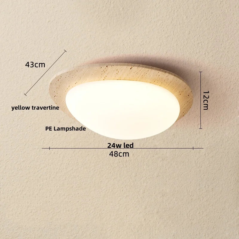 IWHD Wabi Sabi LED Ceiling Lamp Dining Room Restaurant Coffee Yellow Travertine Stone Minimalism Hanging Lights Lamparas Techo
