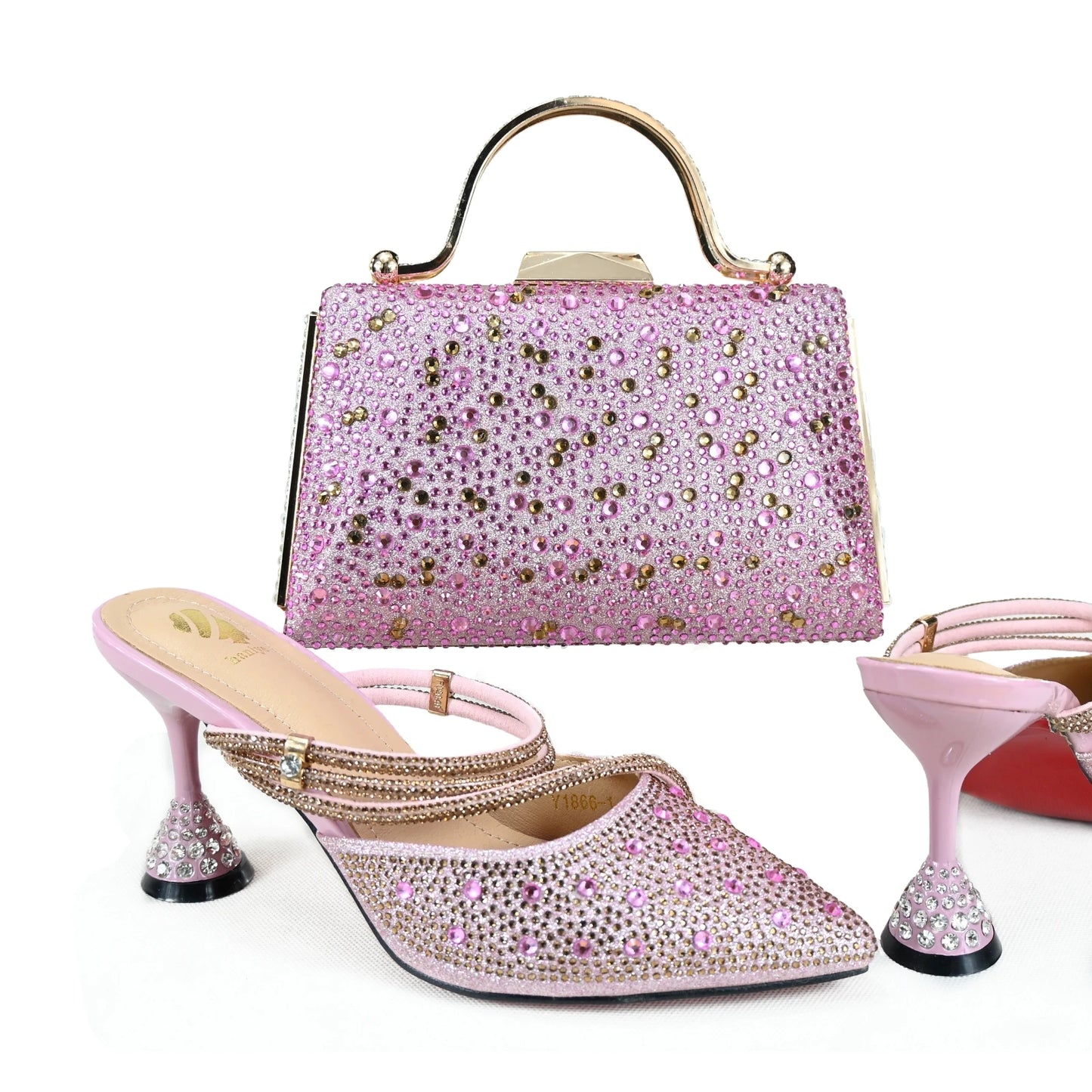 Doershow  Italian Shoe and Bag Set New 2024 Women Shoes and Bag Set In Italy pink Italian Shoes with Matching Bag set  HGH1-19