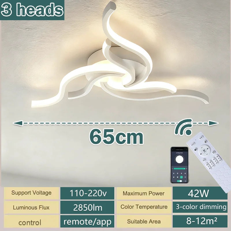 LED Ceiling Lights 110V 220V Remote Dimming  APP Modern 3 Colors Lamp  for Dining Room, Living Room Bedroom