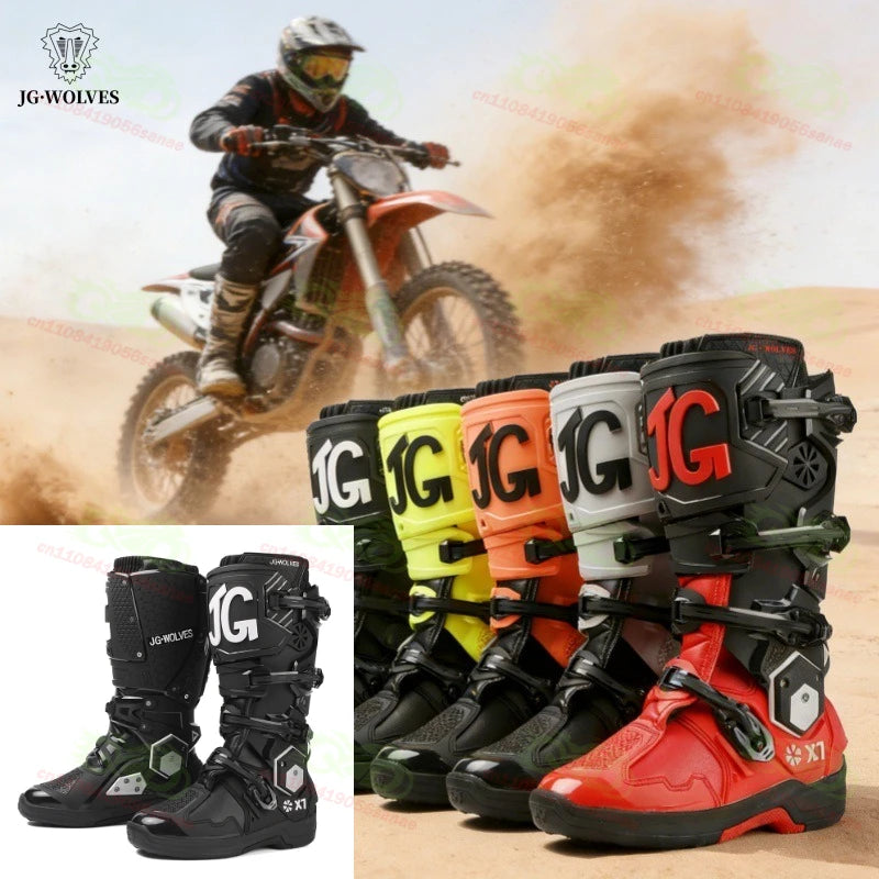 New JG WOLVES Off-road Motorcycle Riding Shoes, Active Axis Off-road Boots, High Boots, Men's Anti Fall Riding Equipment
