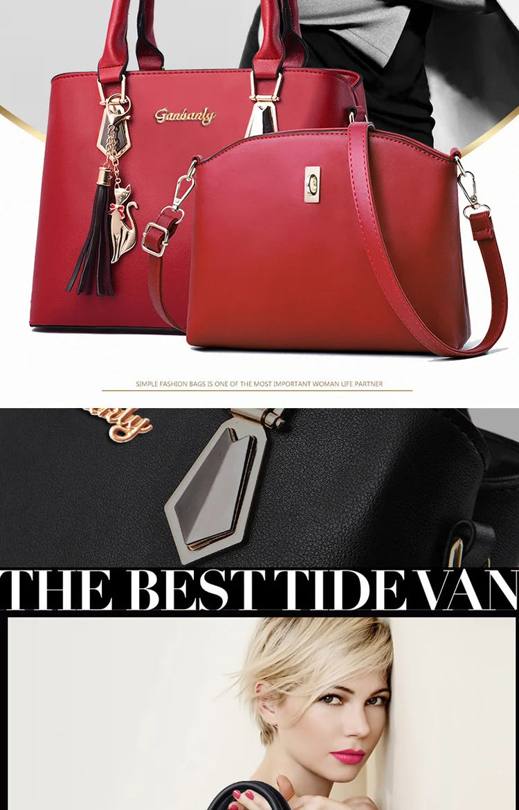Fashionable women's handbag set, simple shoulder bag, suitable for professional commuting and street photography, versatile