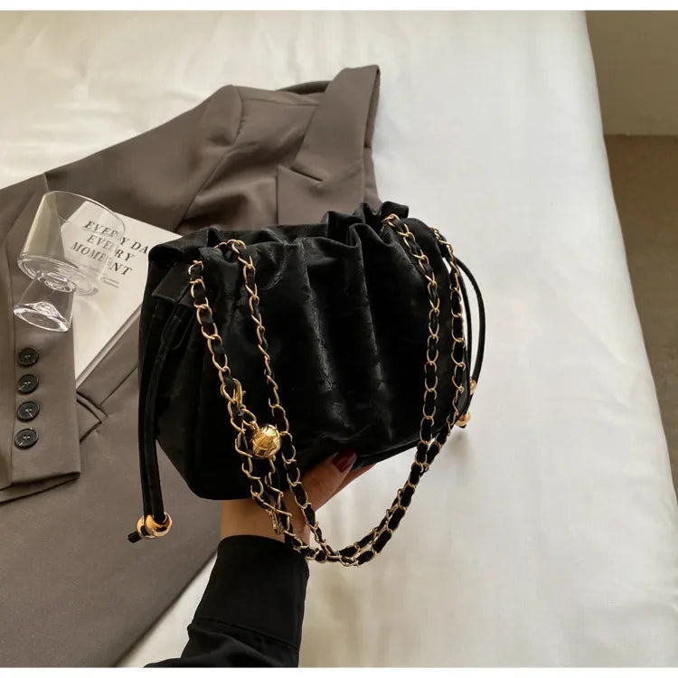 Chain Bag Ladies PU Leather Shoulder Bags Purse for Women Fashion Crossbody Bags Underarm Bag Small Square Satchel Handbag Bolas