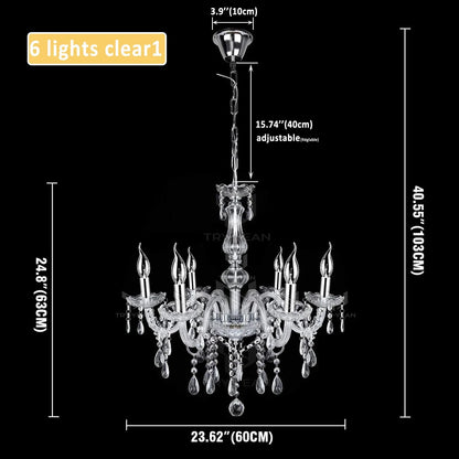 Elegant 6 Chandelier Lighting Modern Crystal Lights Kitchen Chandeliers Light Ceiling Pendant Lamp Transparent Color