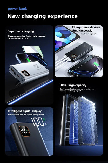 Lenovo 140W Super Fast Charging 2026 Ultra Capacity CCC Portable Charger Power Bank For IPhone Samsung 500000mAh