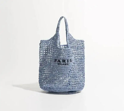 2024 Luxury Design Women Plaited Raffia Straw Bag Large Capacity Casual Tote Handbag Hollow Summer Beach Vacation Shoulder Bag