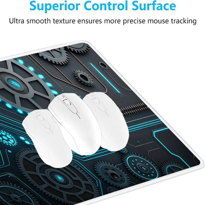 Large XXL Gaming Mouse Pad Desk Mat Keyboard Pad Cyan Circuit Gear Tech Cyberpunk Aesthetic  Mousepad For E-Sports Gamers Boys