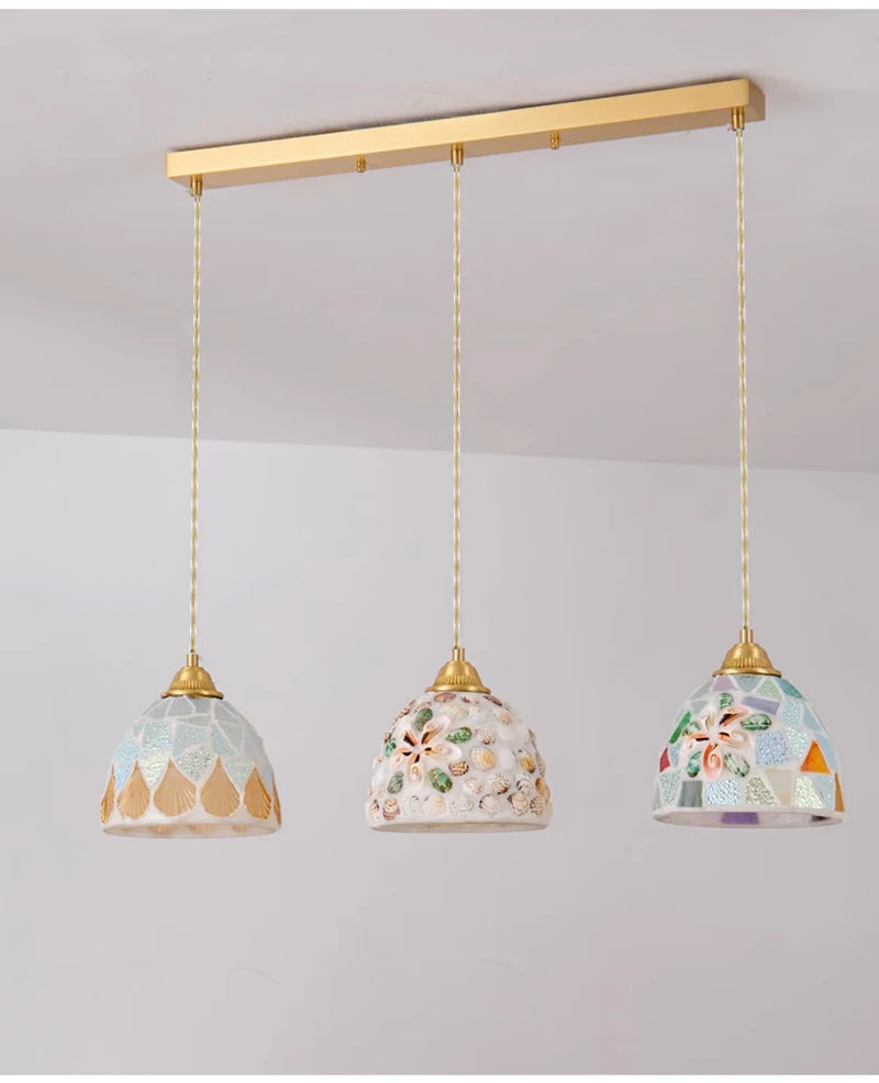 Glass Ceiling Chandelier Creative Sea Shell Lampshade Bedroom Bedside Hanging Lamp Interior Decoration Lighting Pendant Lights