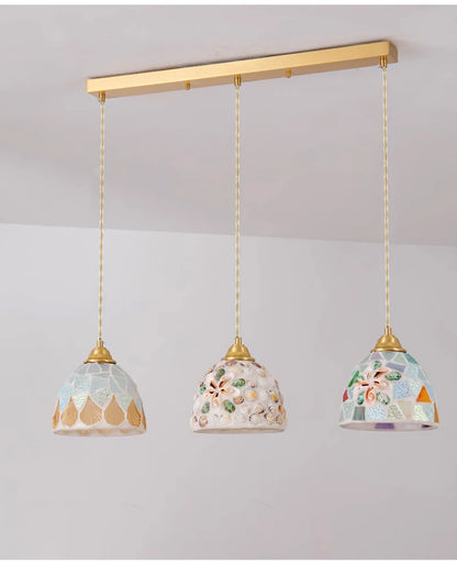 Glass Ceiling Chandelier Creative Sea Shell Lampshade Bedroom Bedside Hanging Lamp Interior Decoration Lighting Pendant Lights