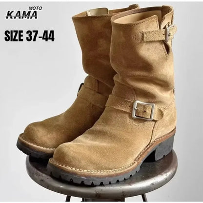 Motorcycle Boots Men's Black Knight Shoes Black Leather Belt Buckles Chelsea Boots Trendy Luxury Handmade Men's Shoes