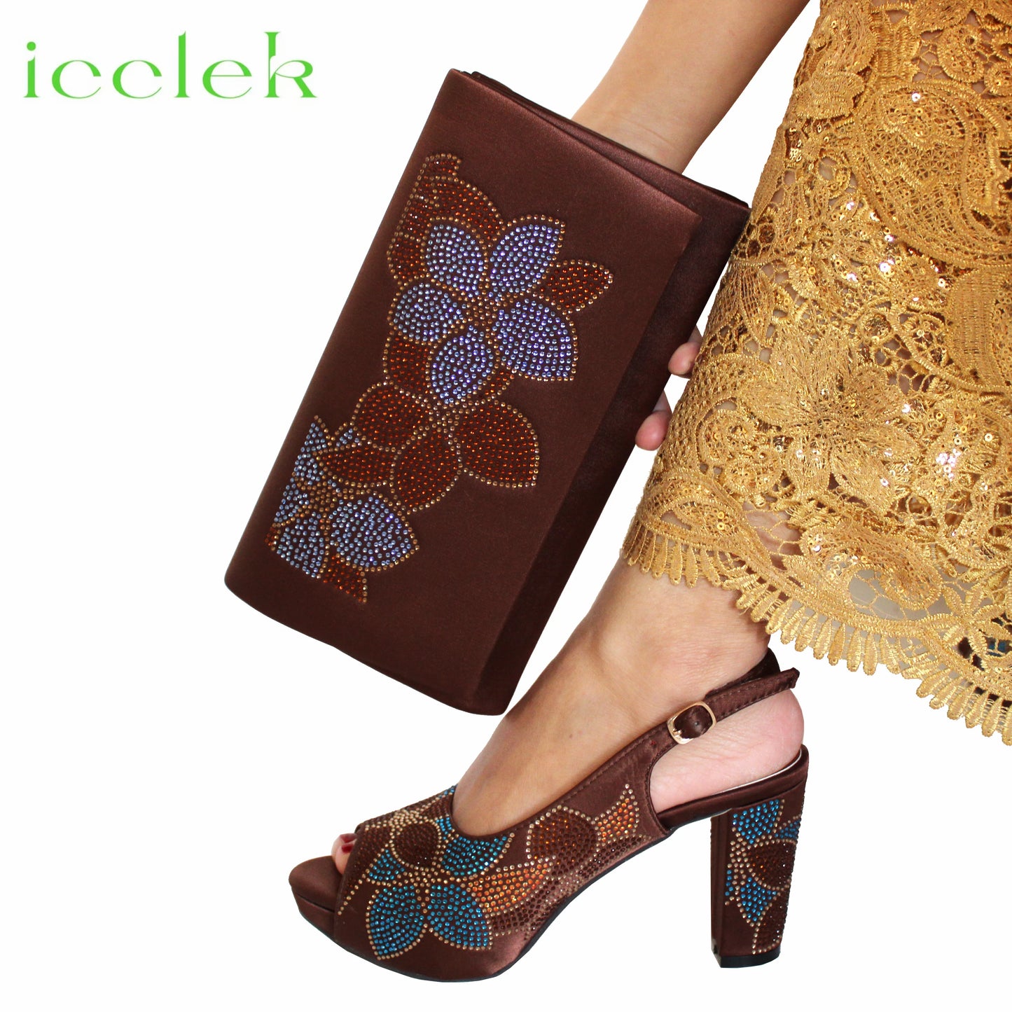 Baby Pink Flower Pattern Mature Pumps African Design Women Matching Shoes and Bag with Platform High Quality Sandals for Wedding